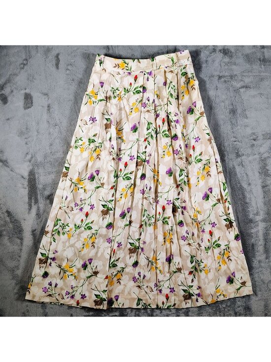 Evan Picone Dresses & Skirts - Vintage 1990s Evan-Picone Womens Floral Pleated 100% Rayon Maxi Skirt (Size 6)